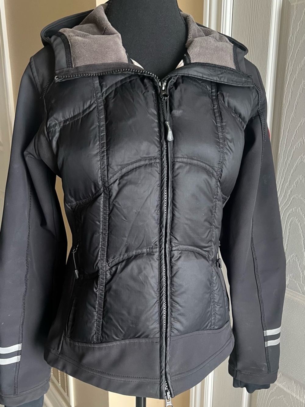Canada Goose Women's Black Hooded Hybrid Jacket